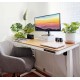 Ergonomic electric height adjustable desk with white standing desk frame and maple tabletop