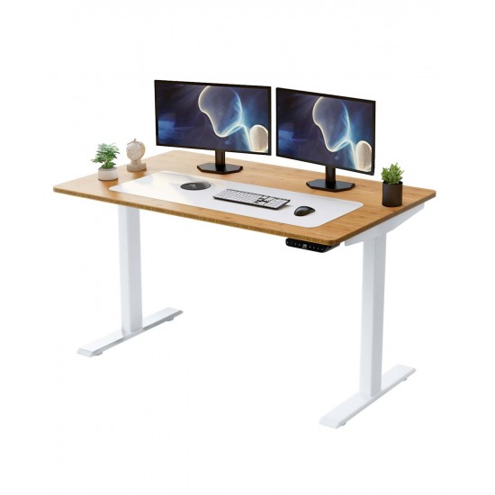 Ergonomic height adjustable desk  Rise-UP with Bamboo, Black or white Tabletop and Dual motor electric lift mechanism.